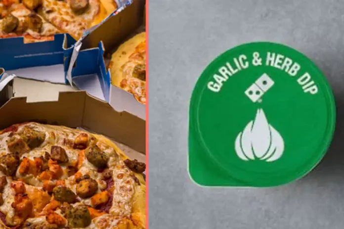 A dominos dip and pizza