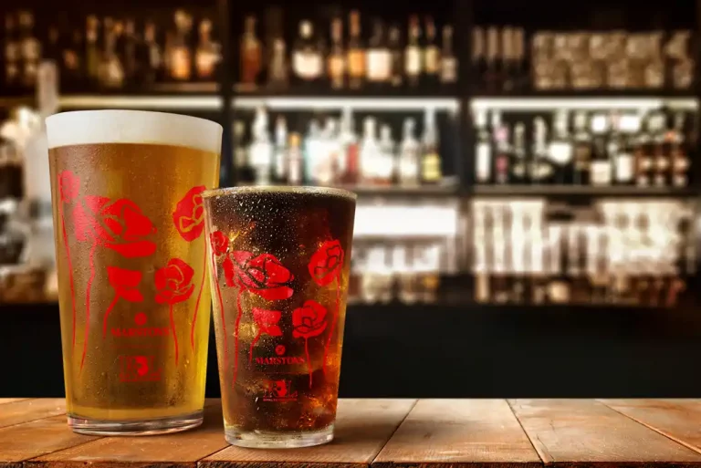 A limited edition poppy glass available from Marston pubs