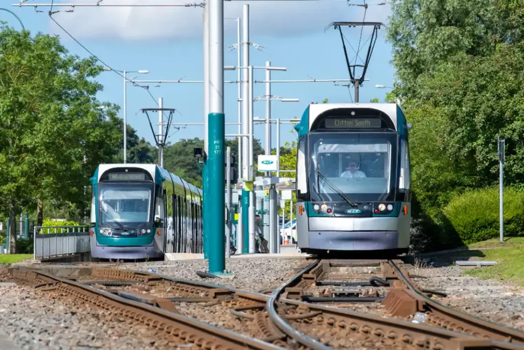 Picture of two Nottingham Trams