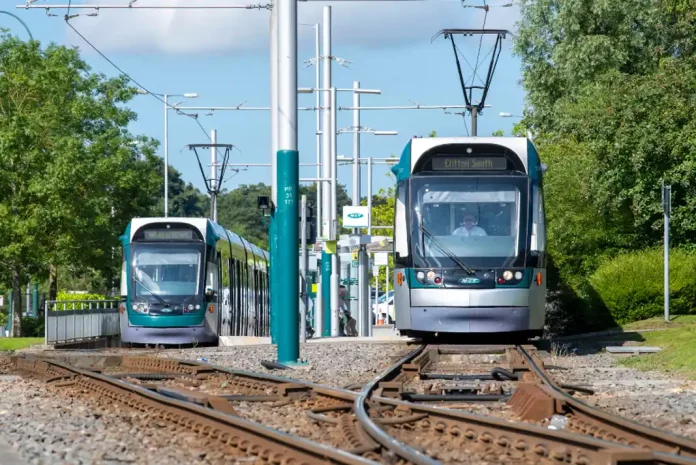 Picture of two Nottingham Trams
