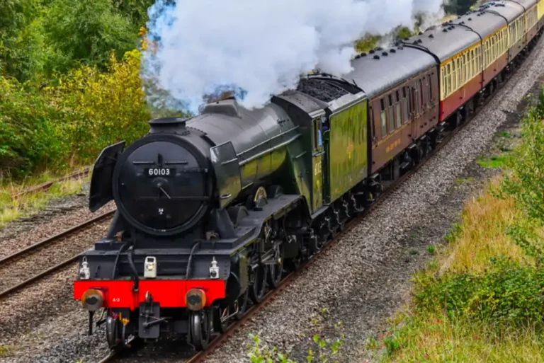Classic steam train with smoke
