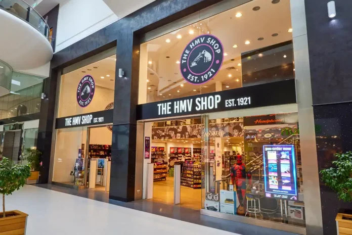 Retail store front of HMV in Derby