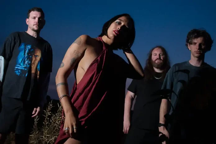 Band members of Mandy,Indiana in dark setting before Dot to Dot Festival appearence