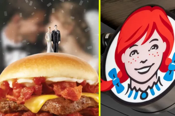 Wedding-themed burger and Wendy's UK design