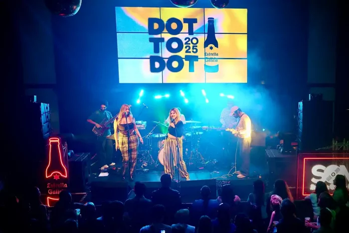 Live music performance with colorful lights