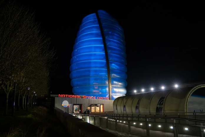 International Space Centre Illuminated modern building at night