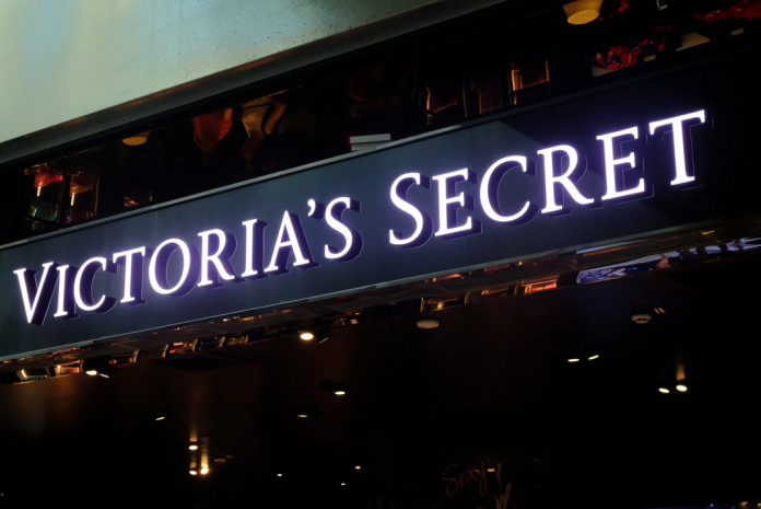 Victoria's Secret store sign illuminated