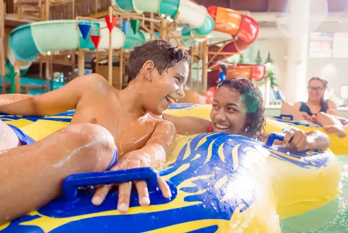 Children enjoying water park fun
