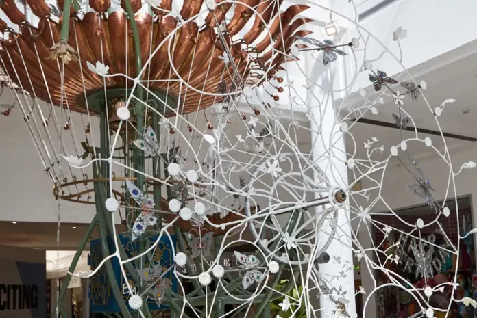 Intricate sculpture with floral elements.