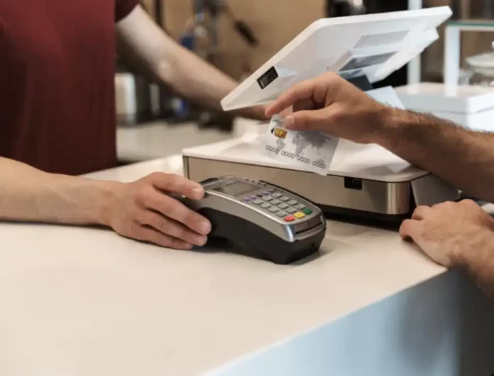 Customer making a payment at checkout